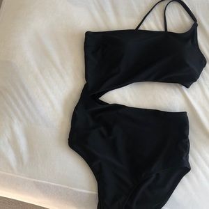Aerie one shoulder one piece black swimsuit